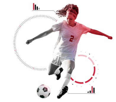 Jugadora de fútbol representando la gestión deportiva